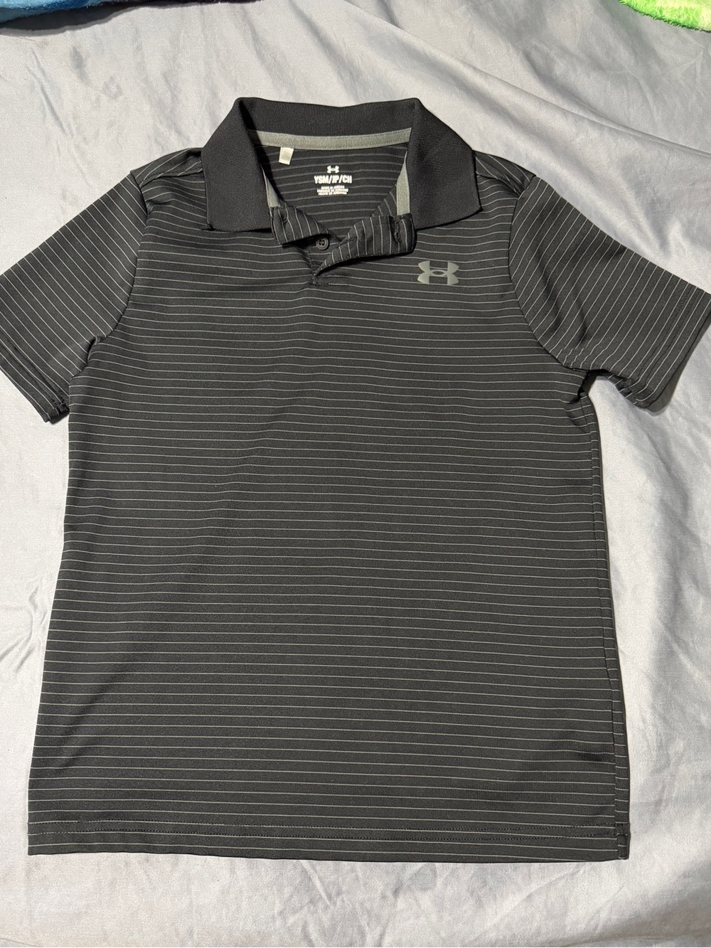 Under Armour Boy’s Black Pinstripe Performance Polo